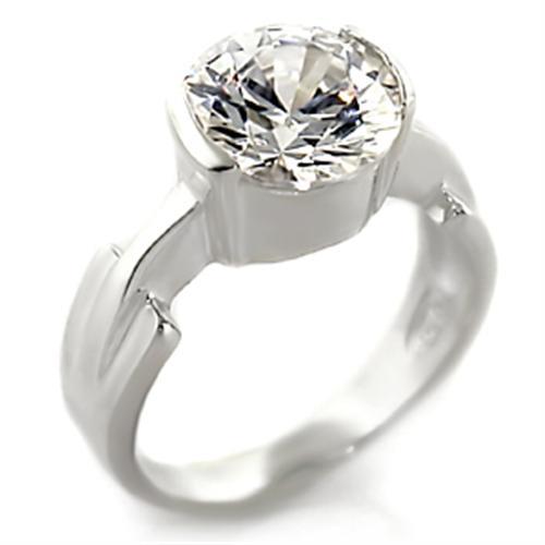 JCE125 High-Polished 925 Sterling Silver Ring with AAA Grade CZ  in Clear