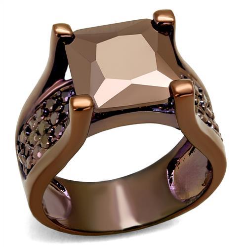 JCE1169 IP Coffee light Brass Ring with AAA Grade CZ  in Light Coffee