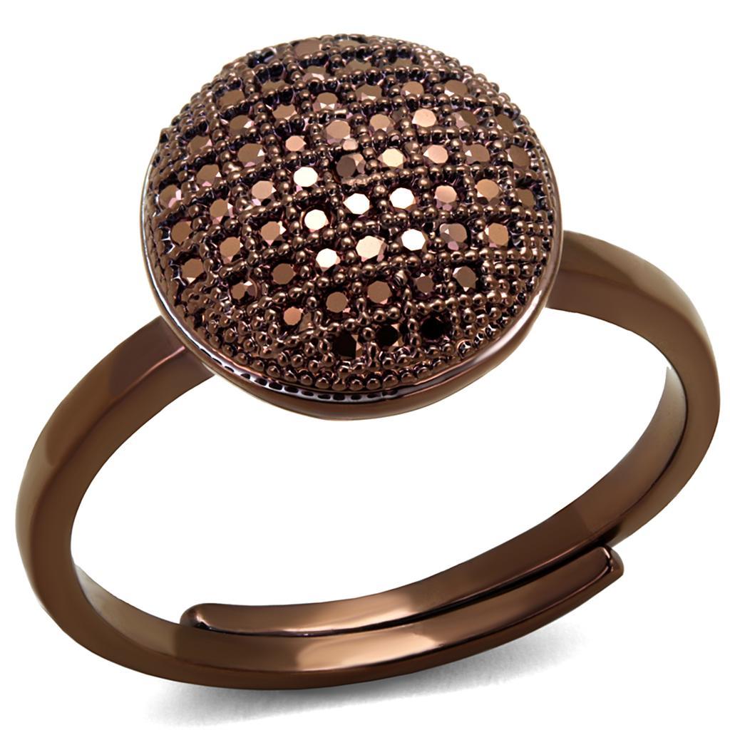JCE1187 IP Coffee light Brass Ring with AAA Grade CZ  in Light Coffee