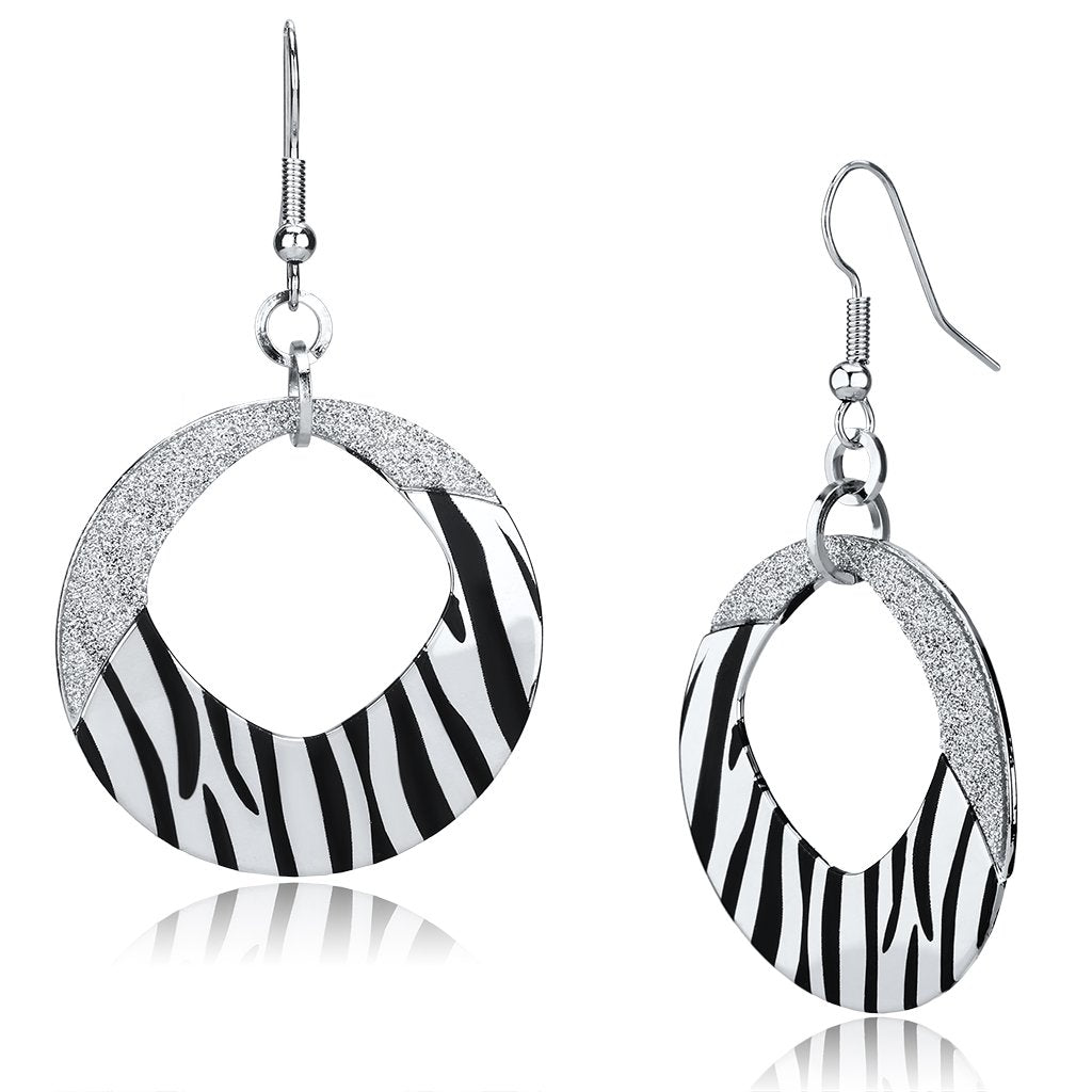 JCE2702 Rhodium Iron Earrings with Epoxy  in Jet