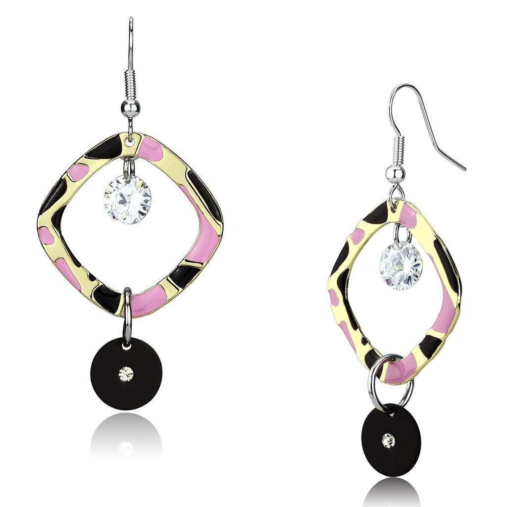 JCE2711 Special Color Iron Earrings with AAA Grade CZ  in Clear