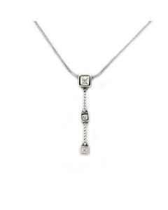 JCEAS1314 Rhodium 925 Sterling Silver Chain Pendant with AAA Grade CZ  in Clear
