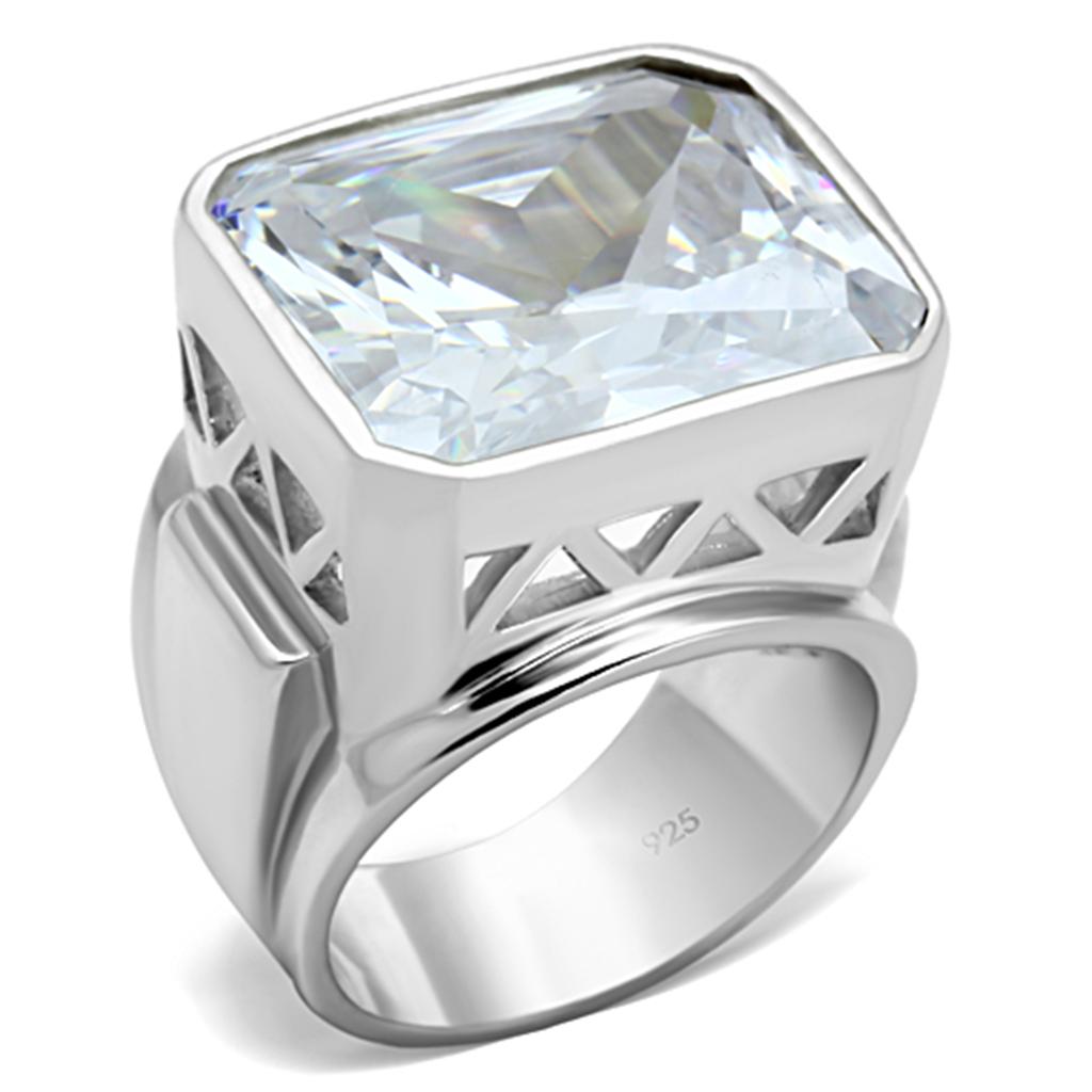 JCES670 Silver 925 Sterling Silver Ring with AAA Grade CZ  in Clear
