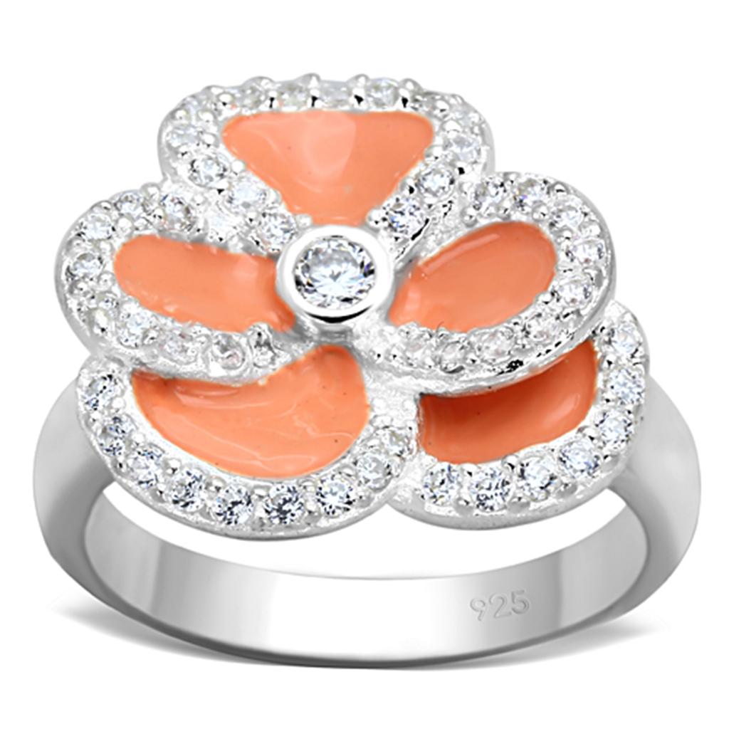 JCES725 Silver 925 Sterling Silver Ring with AAA Grade CZ  in Clear
