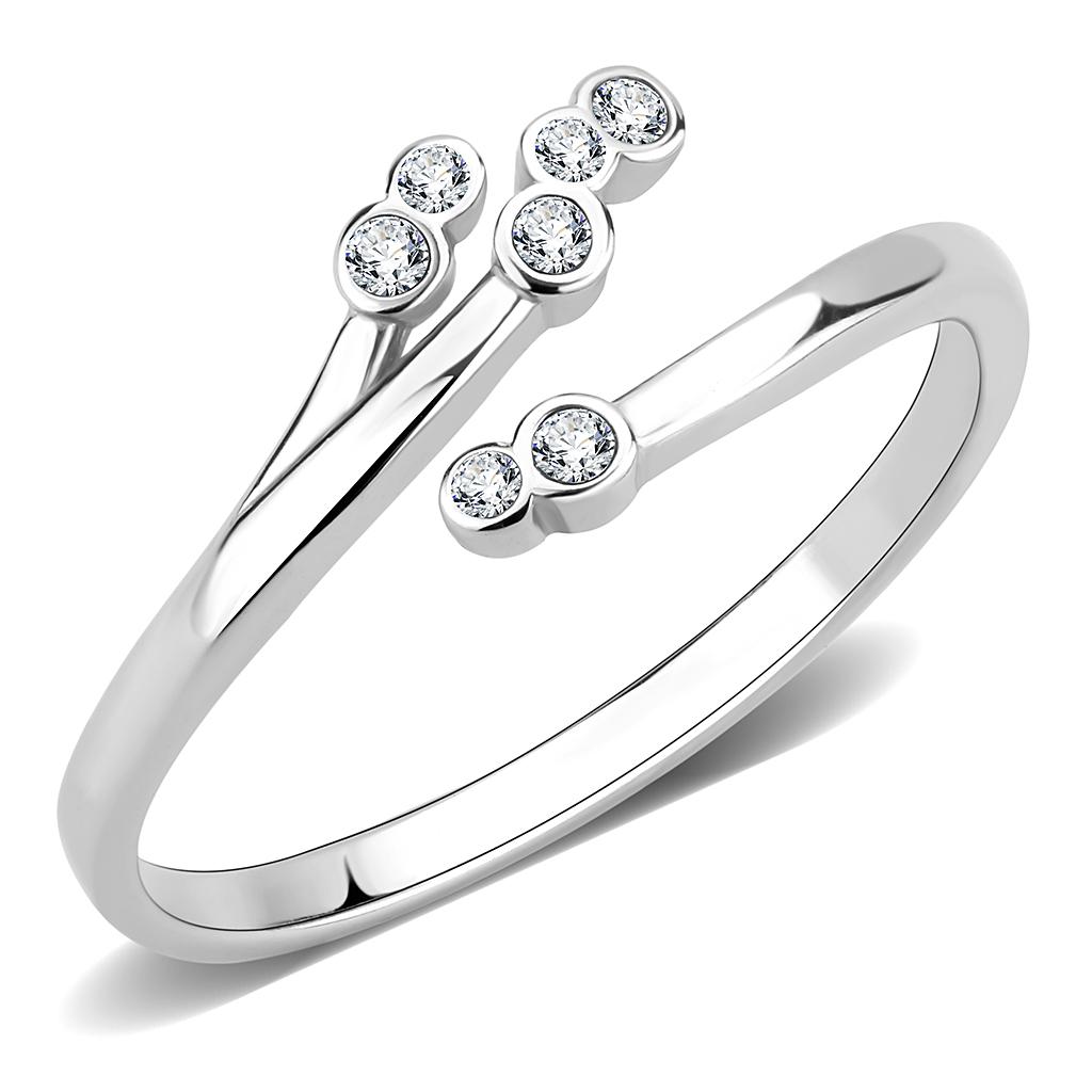 JCE3570 No Plating Stainless Steel Ring with AAA Grade CZ  in Clear